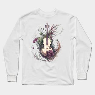 Nature's Symphony: Floral Violins and Rococo Elegance #1 Long Sleeve T-Shirt